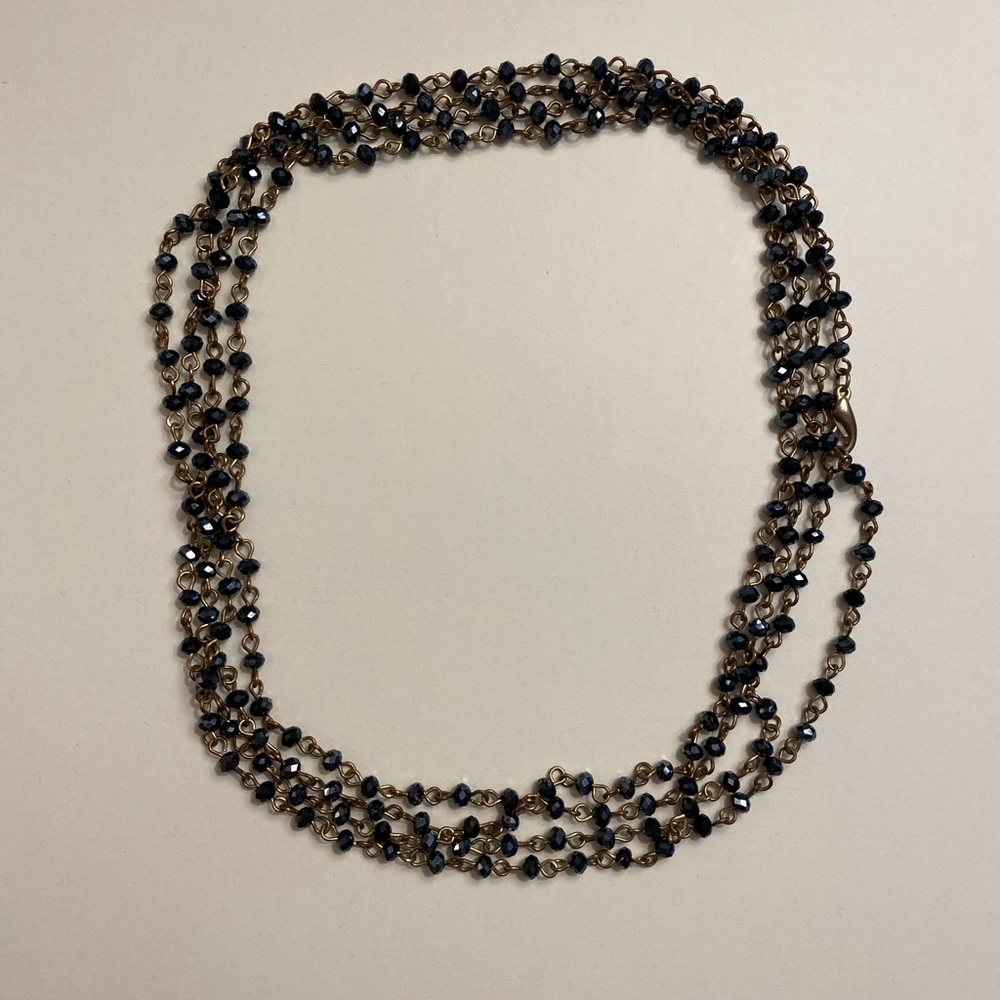 Navy beaded long necklace. Can layer as well.